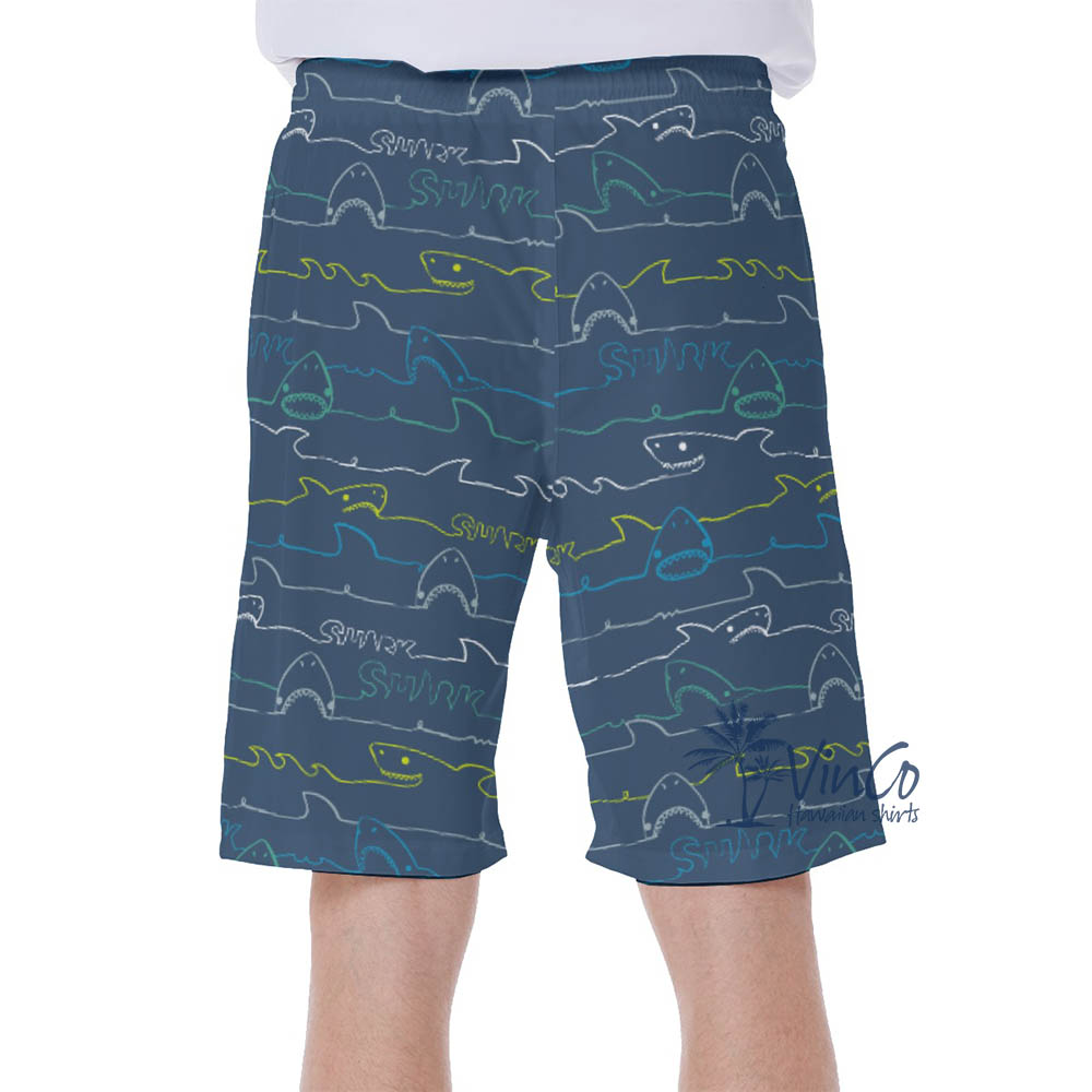 Navy Shark Swim Trunks For Men
