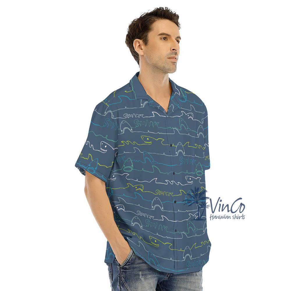 Men's Shark Print Hawaiian Shirt