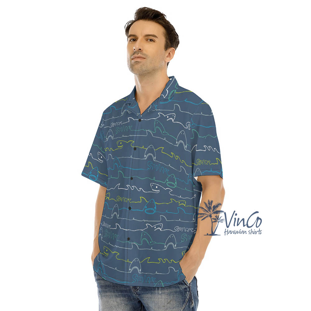 Men's Shark Print Hawaiian Shirt