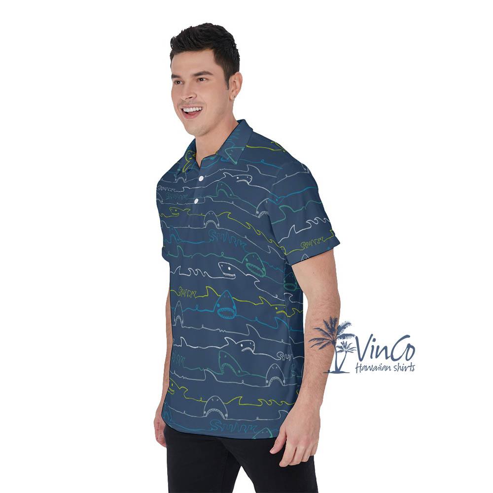 Funny Shark Hawaiian Golf Shirt For Men