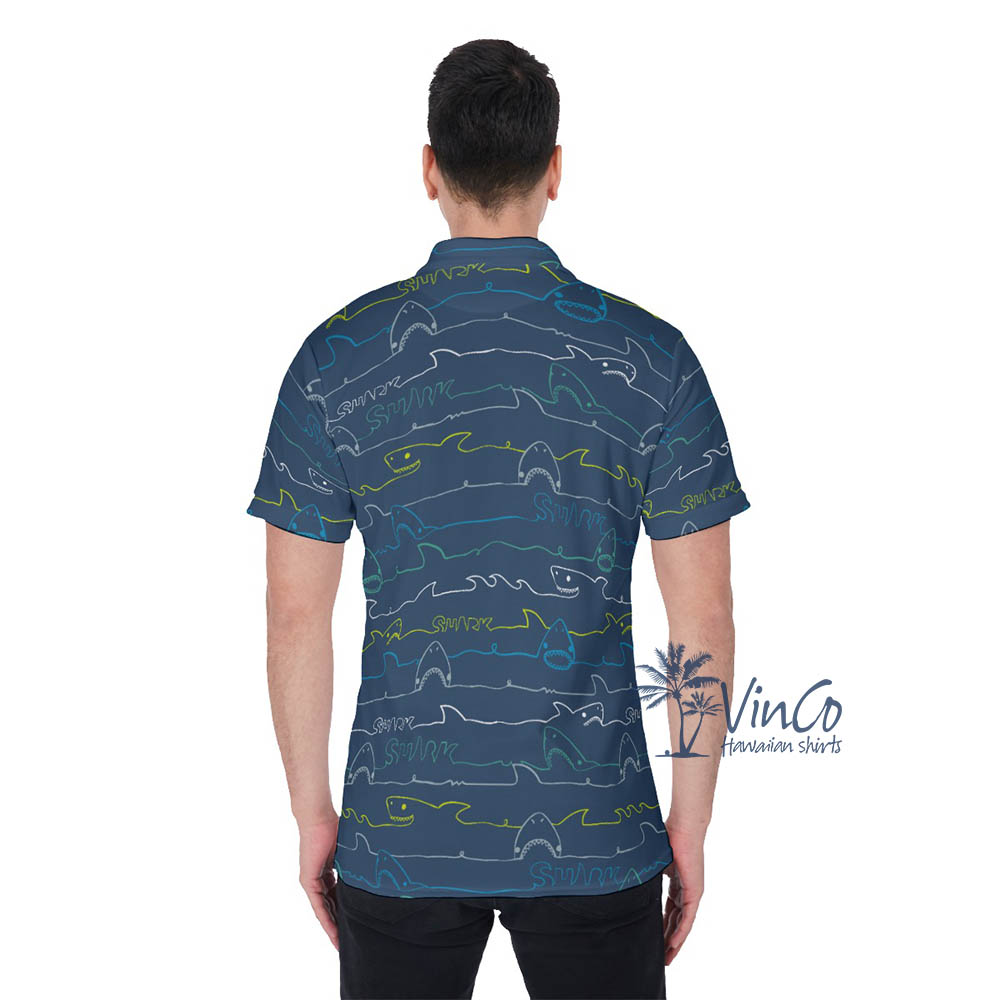 Funny Shark Hawaiian Golf Shirt For Men