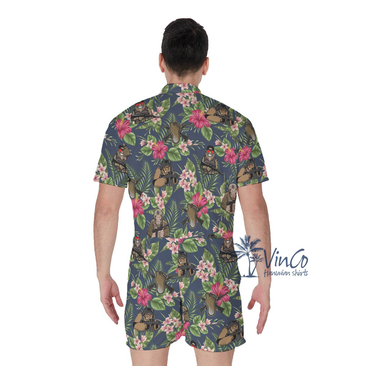 Floral Tactical Bigfoot Hawaiian Romper For Men