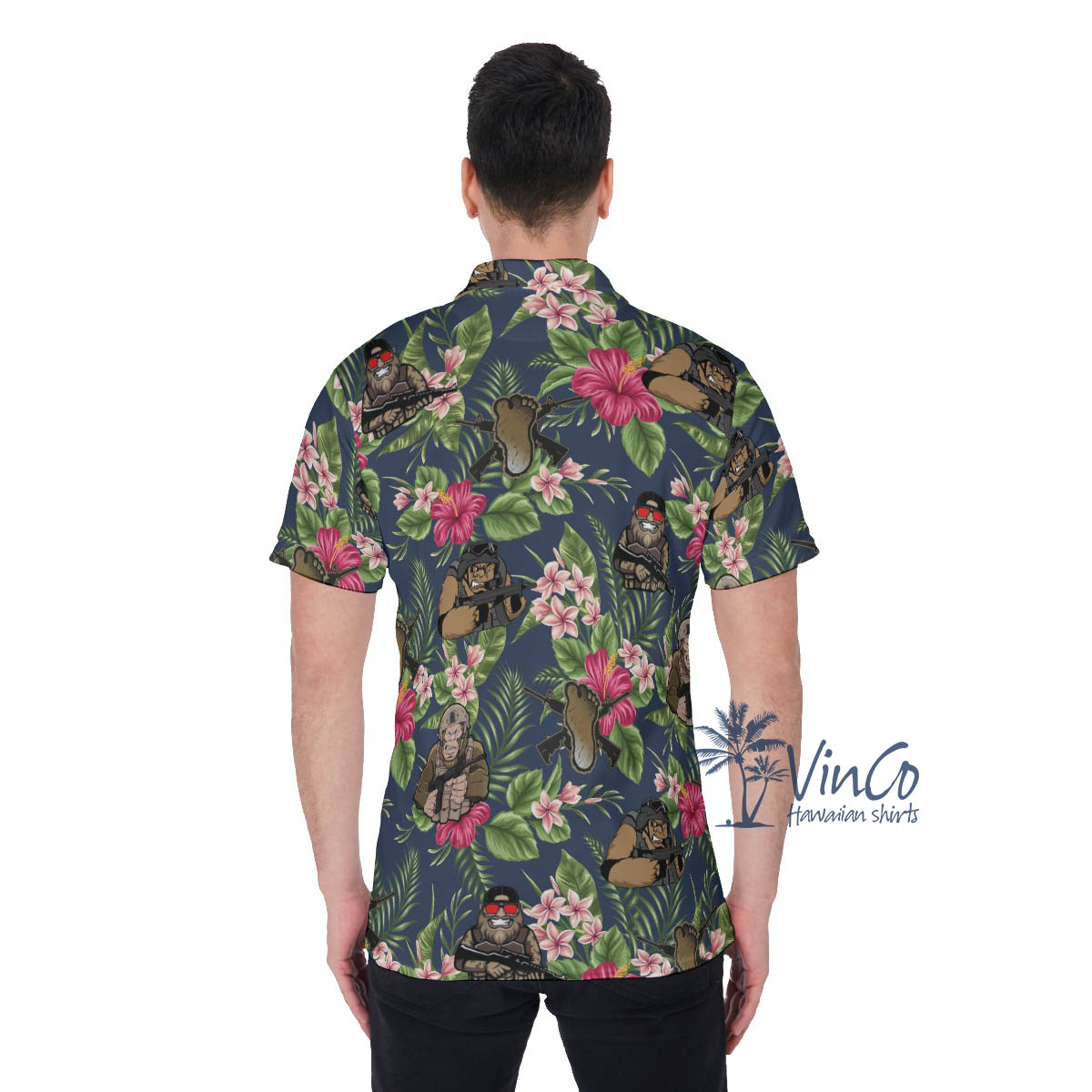 Floral Tacticals Bigfoot Hawaiian Polo Shirt For Men
