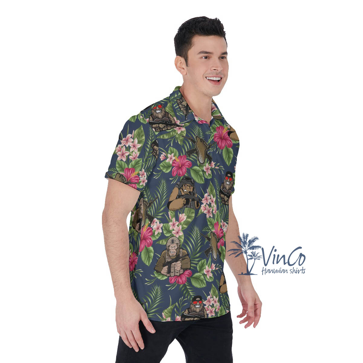 Floral Tacticals Bigfoot Hawaiian Polo Shirt For Men