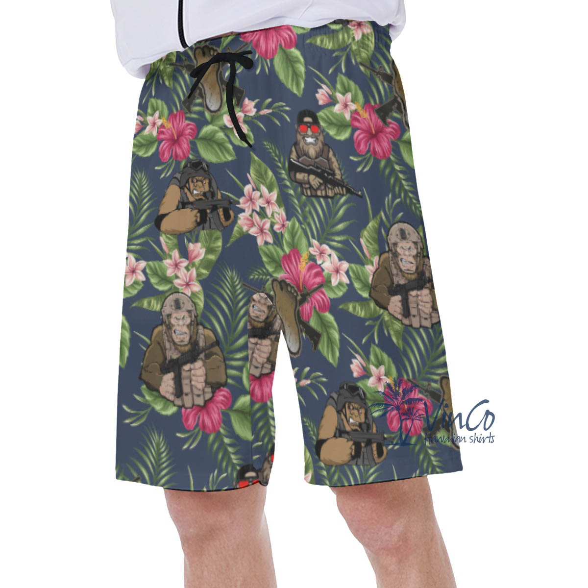Floral Bigfoot Tacticals Hawaiian Swim Trunks For Men