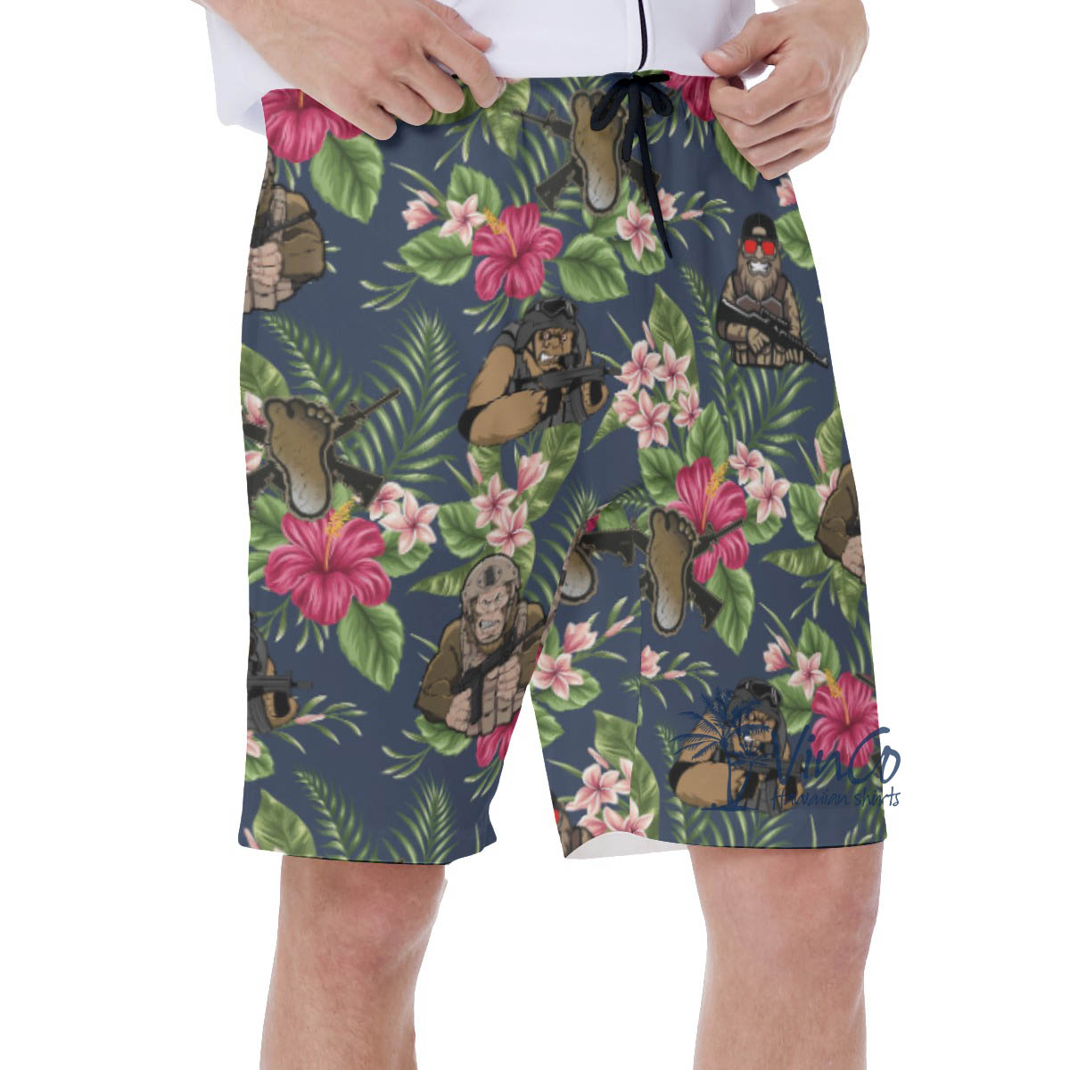 Floral Bigfoot Tacticals Hawaiian Swim Trunks For Men