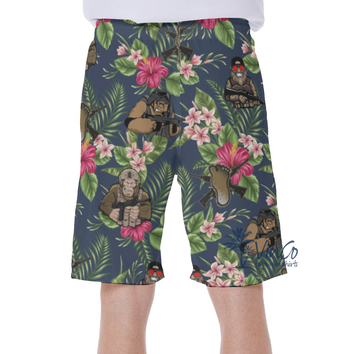 Floral Bigfoot Tacticals Hawaiian Swim Trunks For Men