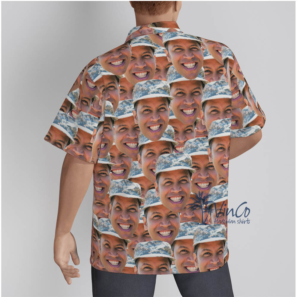 Funny Custom Veteran Face Hawaiian Shirt For Men