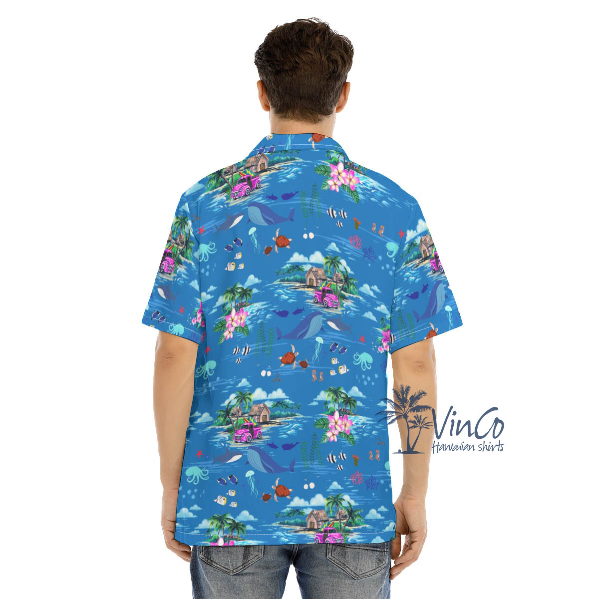 Ocean Whale Tropical Blue Hawaiian Shirt