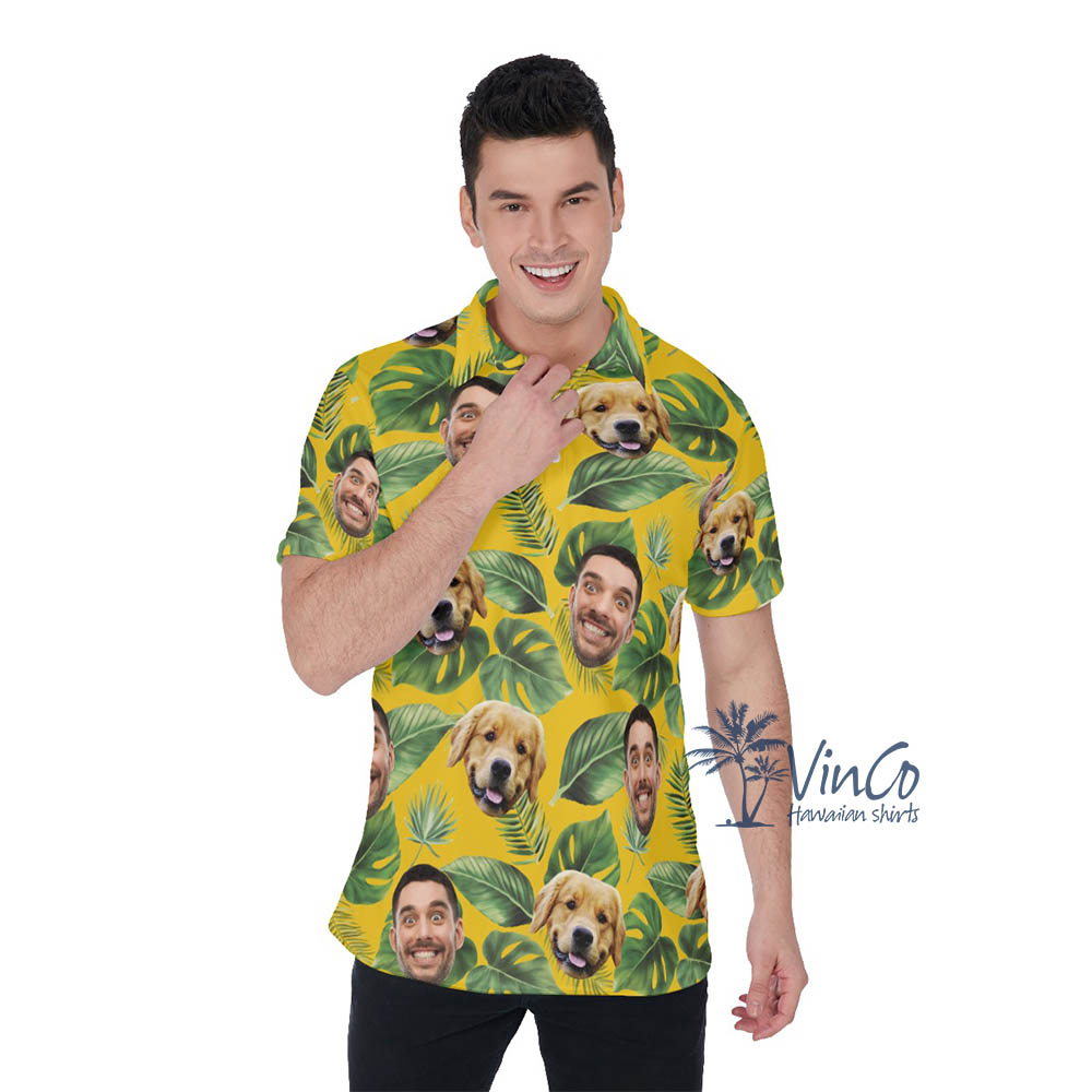 Tropical Custom Hawaiian Shirt With Dog Faces For Men - variant image 1