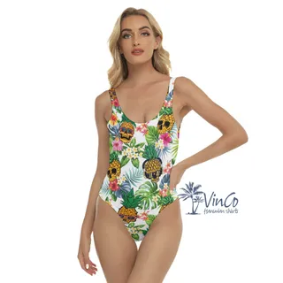 Cool Skull Pineapple Tropical Summer Hawaiian Swimsuit