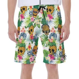 Funny Skull Pineapple Tropical Hawaiian Swimwear For Summer