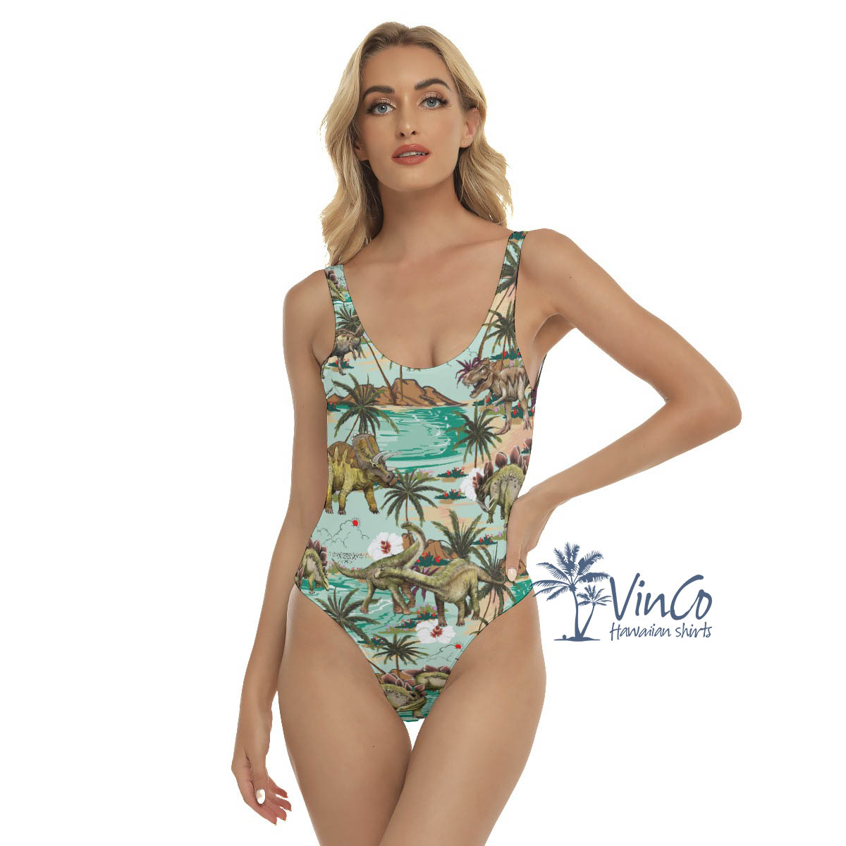 Tropical Dinosaur Summer Hawaiian Swimsuit For Women - variant image 1