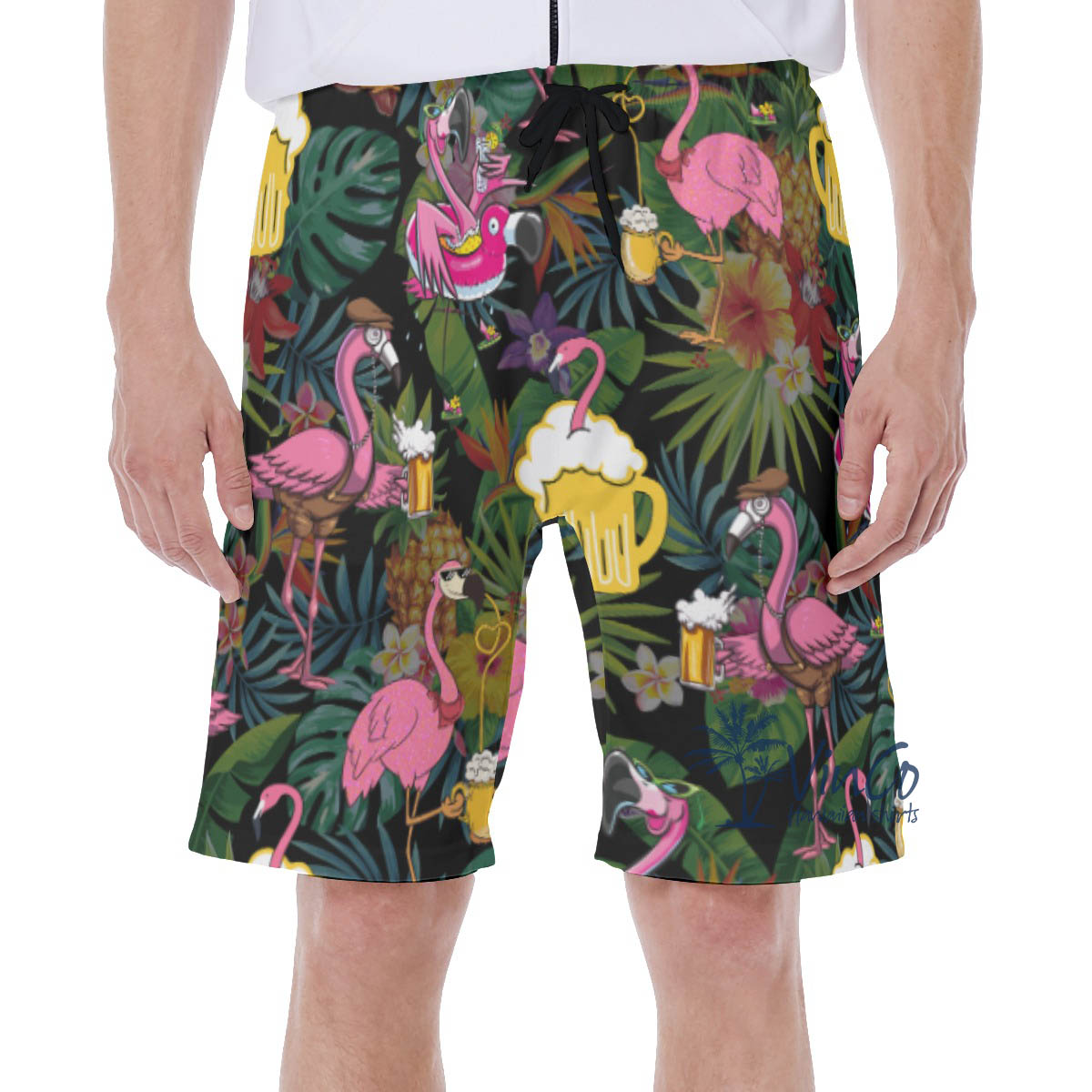 Funny Flamingo Beer Tropical Hawaiian Swim Trunks For Men - variant image 1
