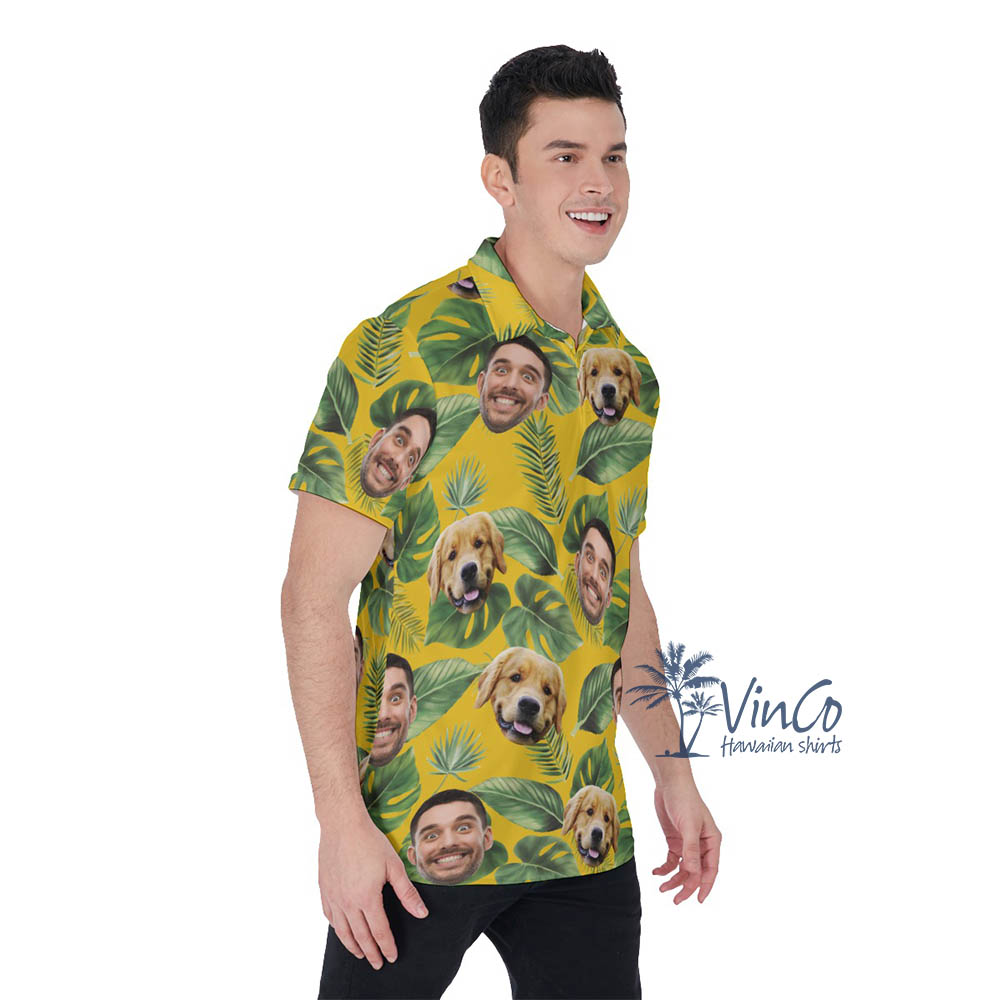Tropical Custom Hawaiian Shirt With Dog Faces For Men