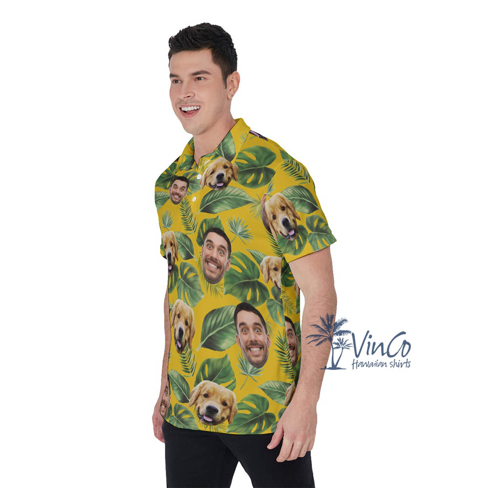 Tropical Custom Hawaiian Shirt With Dog Faces For Men