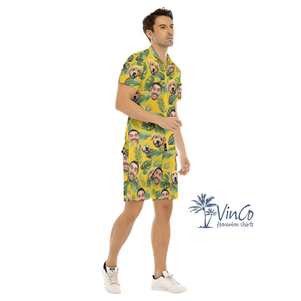 Tropical Custom Multiple Face Hawaiian Shirt Set For Men