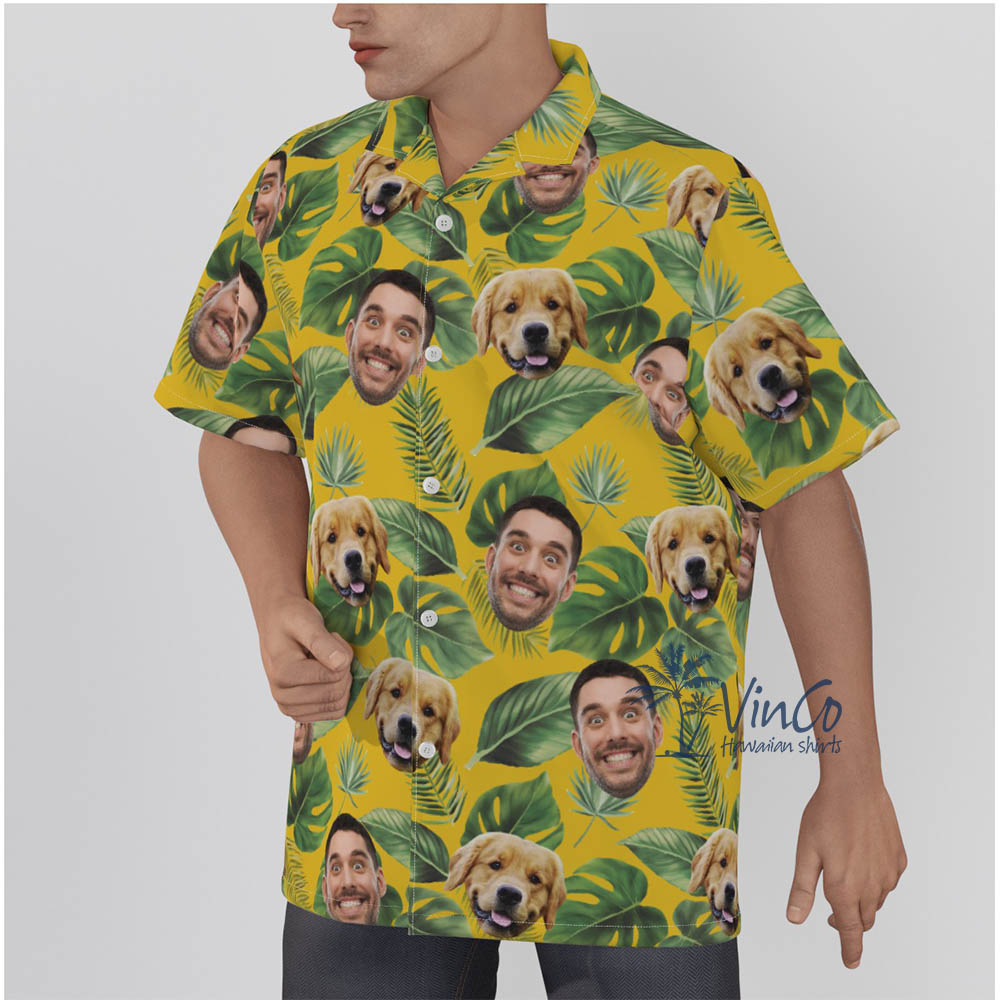 Custom Dog And Owner Faces Hawaiian Shirts For Men