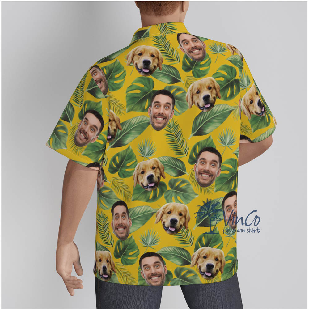 Custom Dog And Owner Faces Hawaiian Shirts For Men