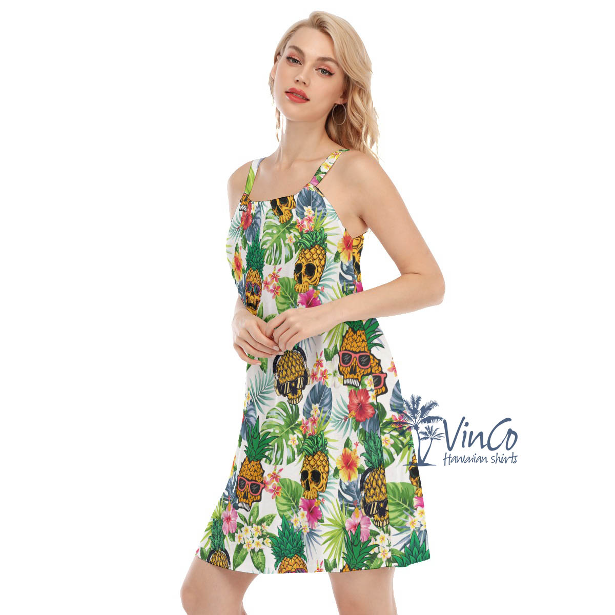 Funny Tropical Pineapple Skull Hawaiian Dresses For Women