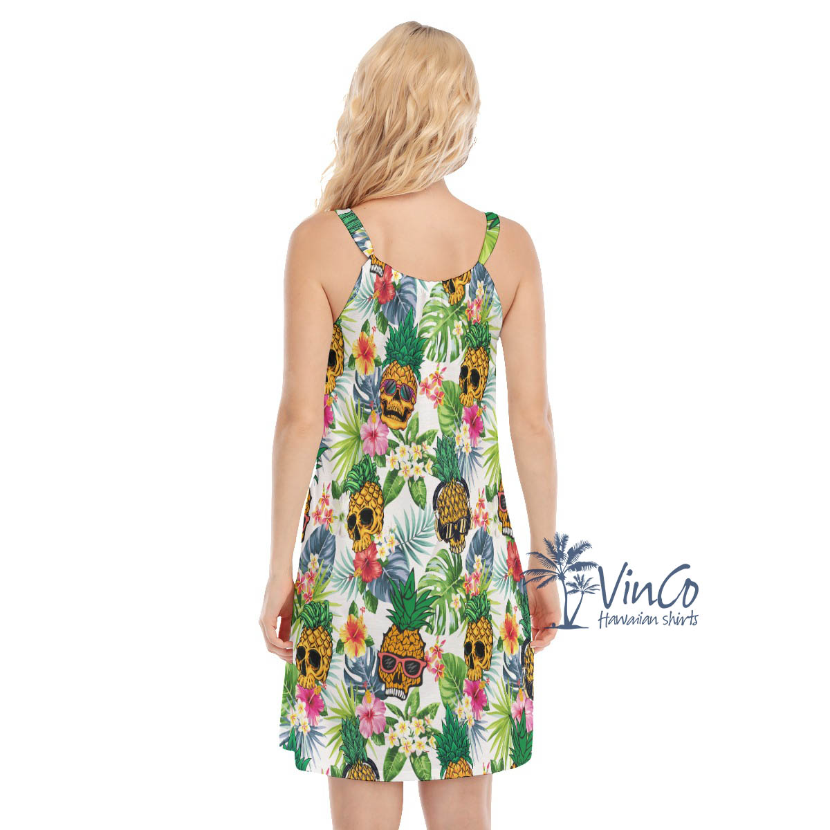 Funny Tropical Pineapple Skull Hawaiian Dresses For Women