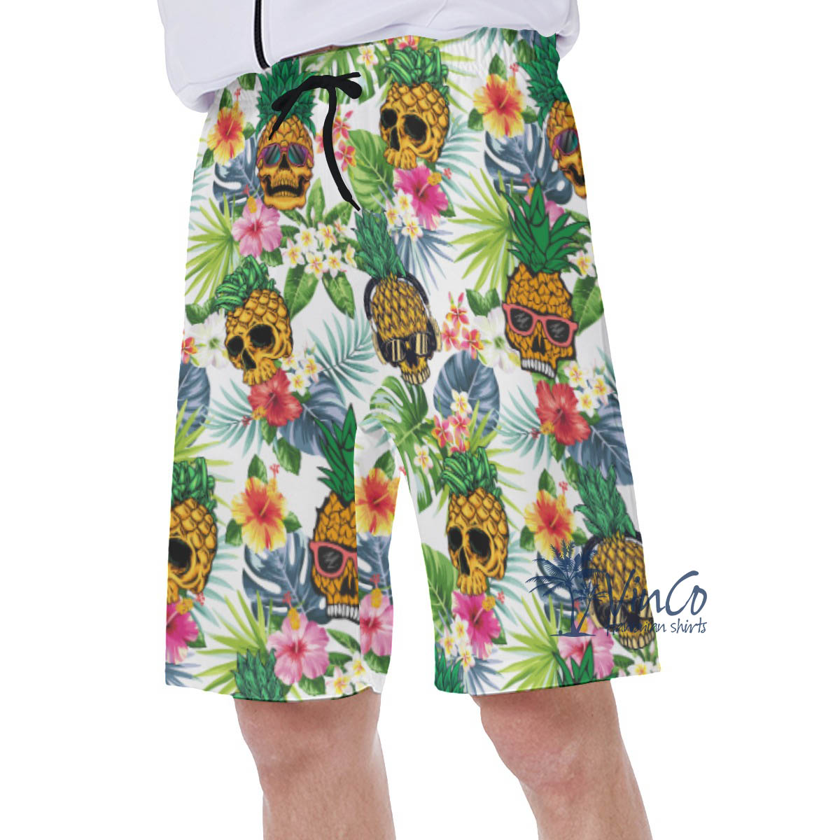 Funny Skull Pineapple Tropical Hawaiian Swimwear For Summer