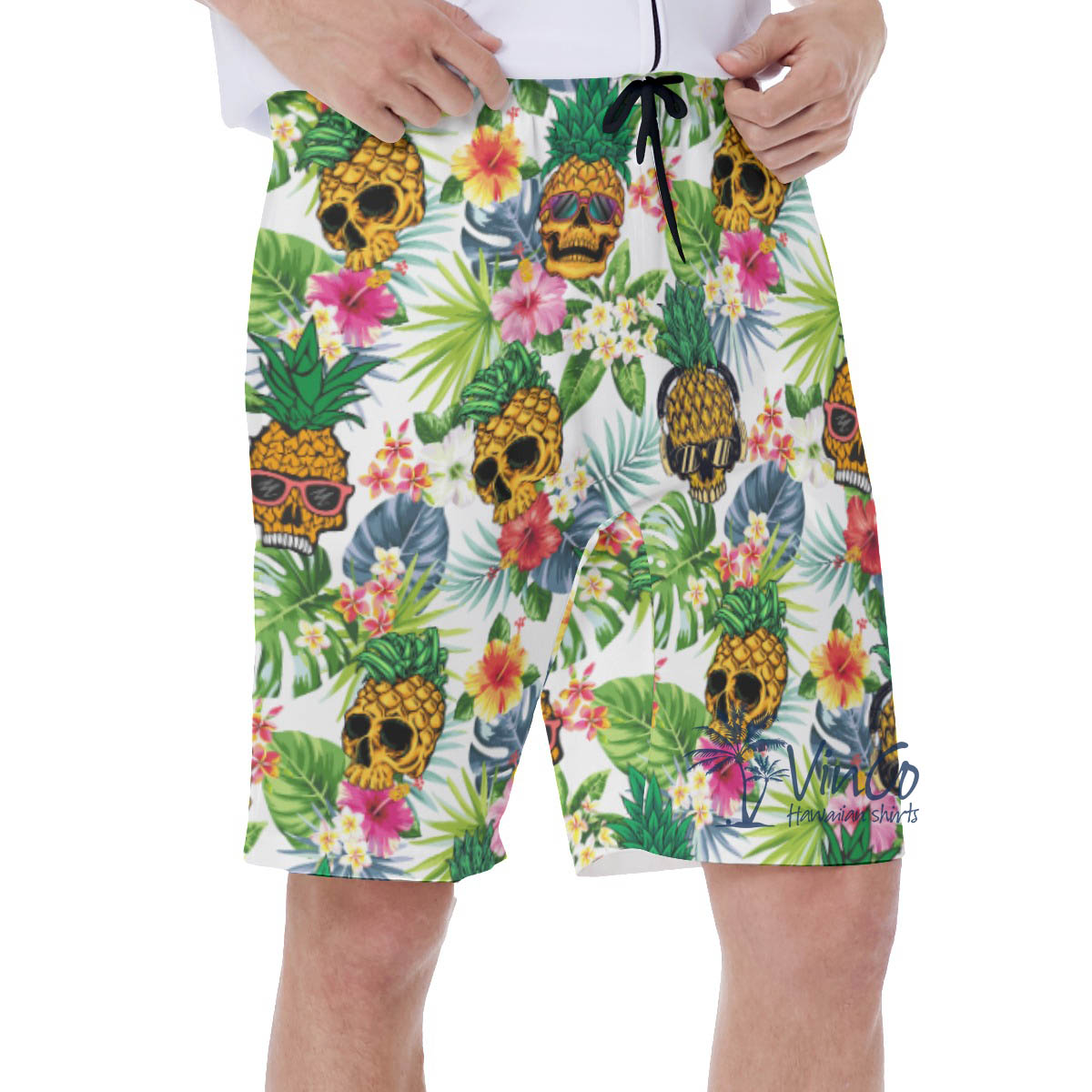 Funny Skull Pineapple Tropical Hawaiian Swimwear For Summer
