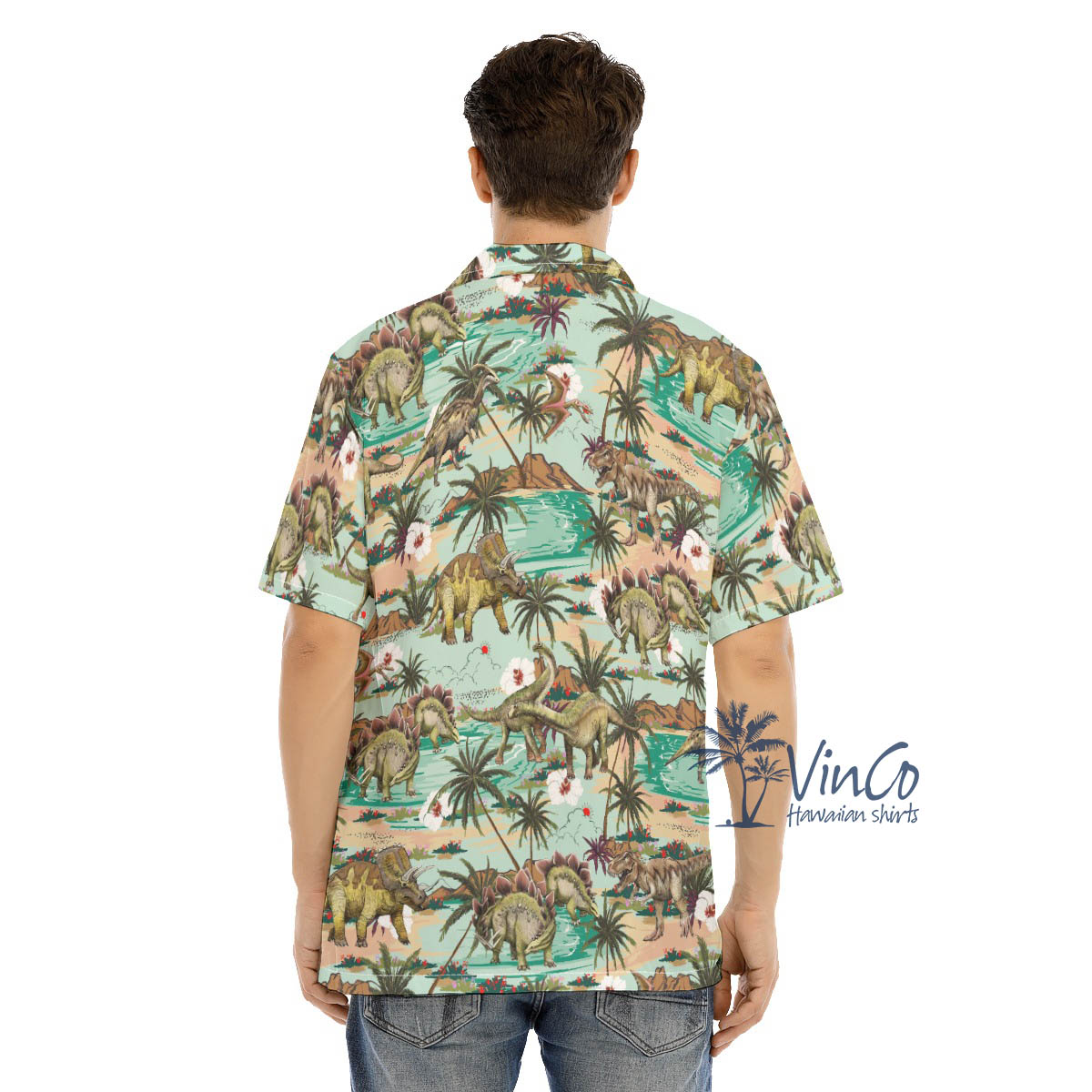 Tropical Island Dinosaur Summer Hawaiian Shirt