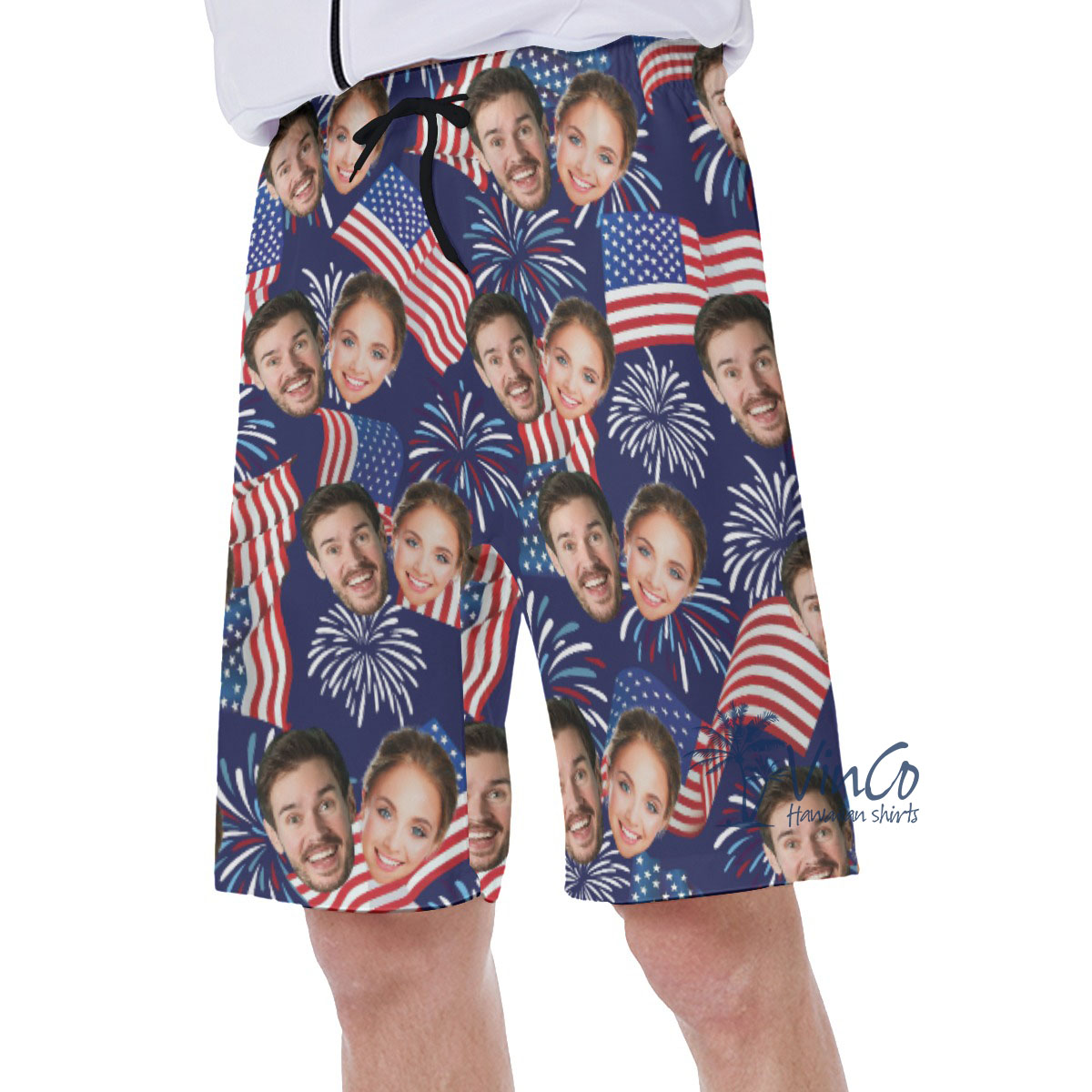4th Of July Custom Men's Hawaiian Shorts With 2 Faces