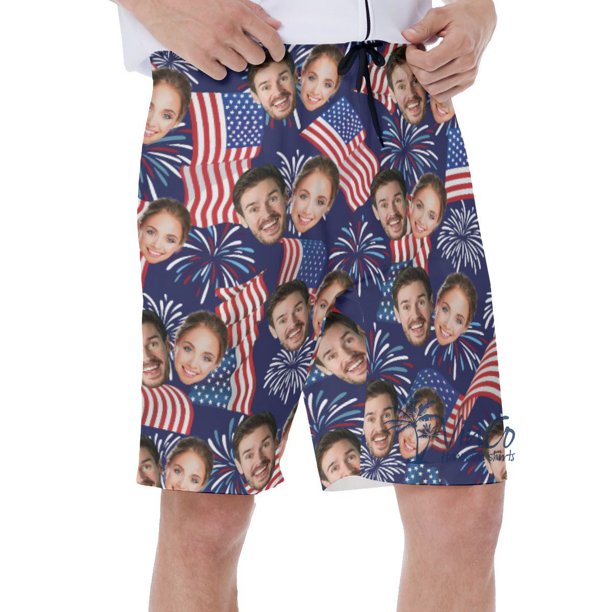 4th Of July Custom Men's Hawaiian Shorts With 2 Faces