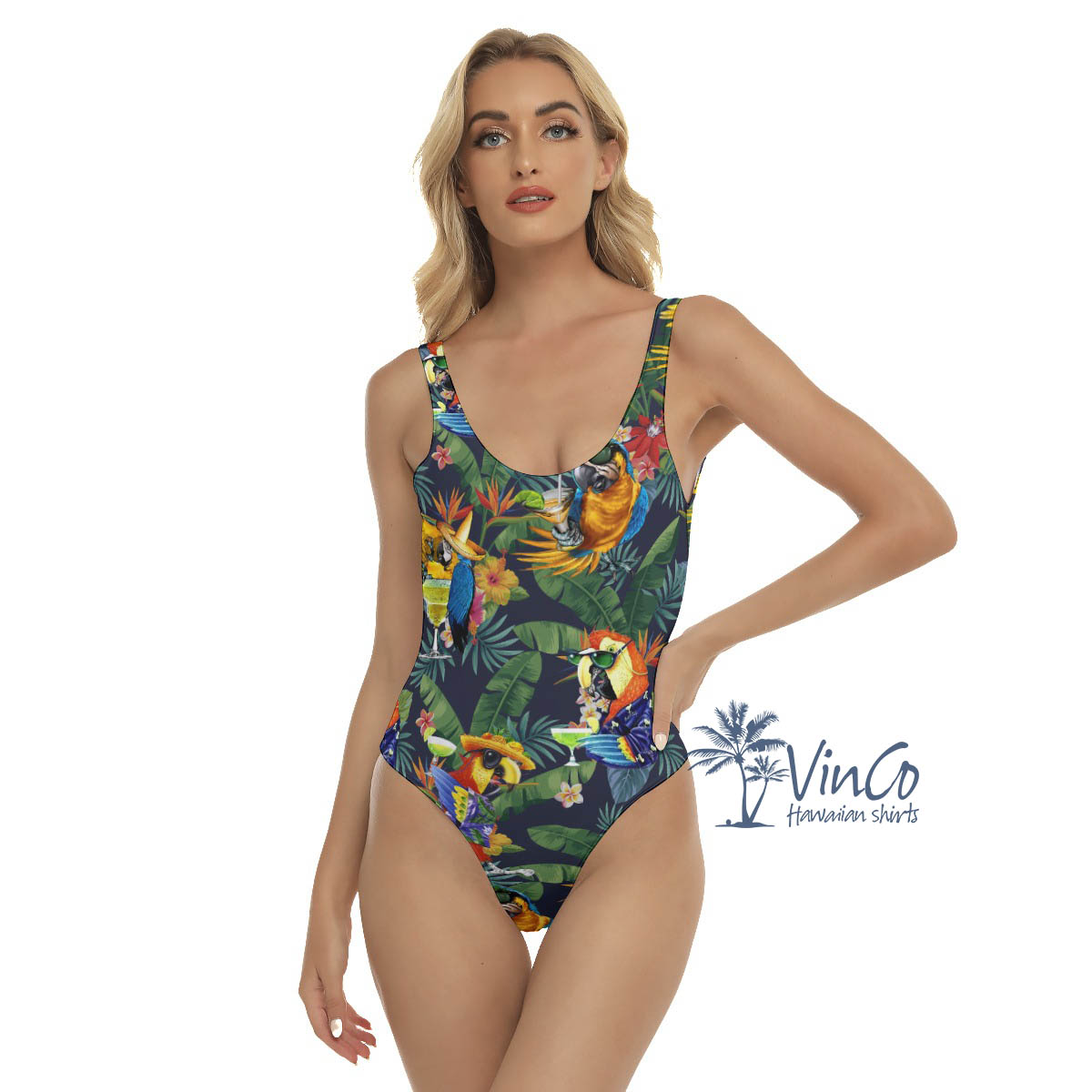 Funny Parrot Cocktails Tropical Hawaiian Swimsuit For Women - variant image 1