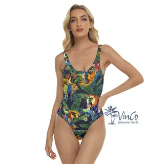 Funny Parrot Cocktails Tropical Hawaiian Swimsuit For Women