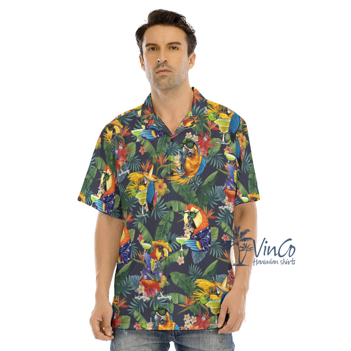 Funny Cocktails Parrot Tropical Hawaiian Shirt - variant image 1