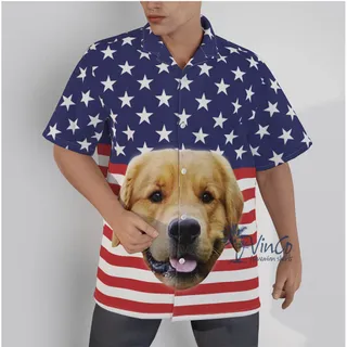 American Flag Custom Hawaiian Shirt With Dog Face