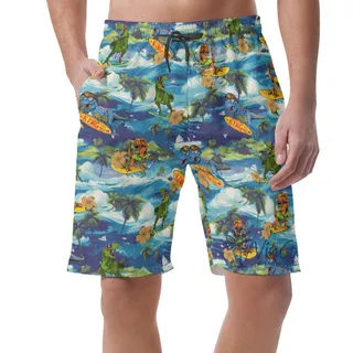 Tropical Surfing Dinosaur Hawaiian Summer Shorts For Men