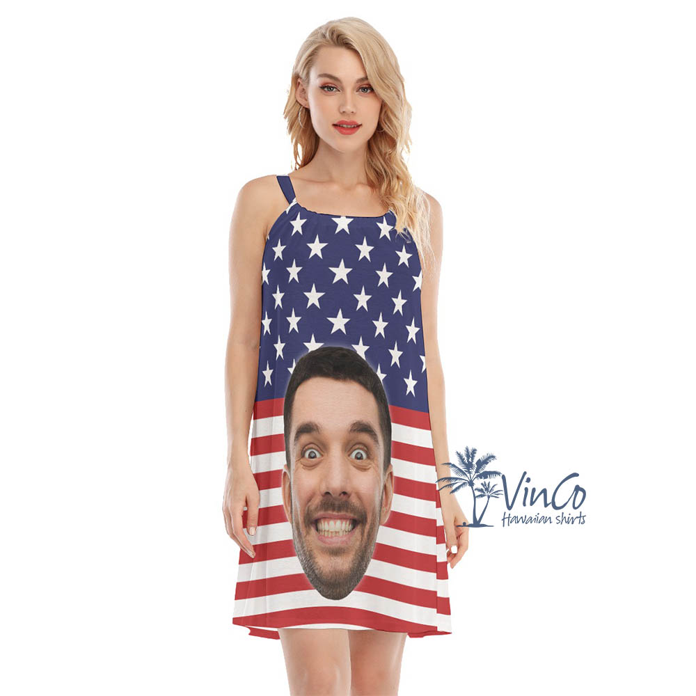 Funny Custom Face Patriotic Aloha Dress For Women - variant image 1