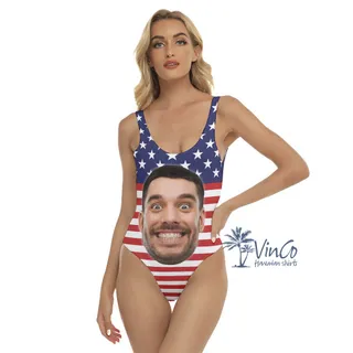 Funny Custom Face Women's Hawaiian Swimsuits