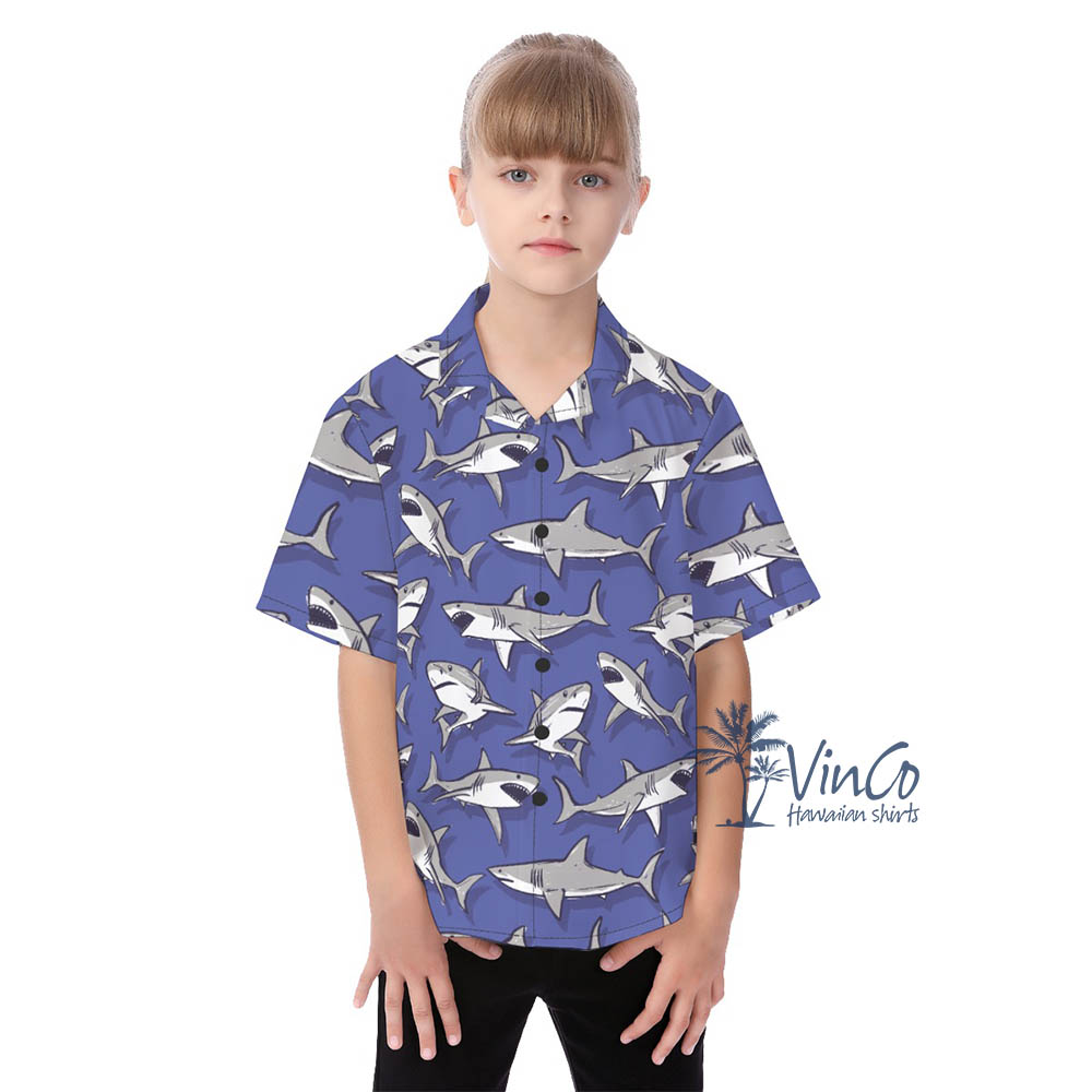 Cute Shark Aloha Shirt For Kids - variant image 1