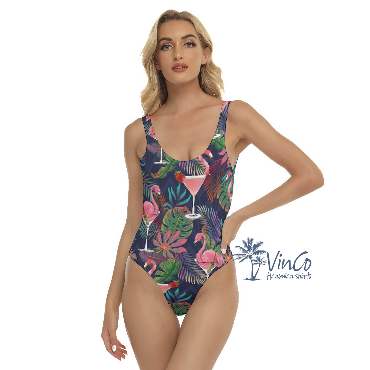 Tropical Flamingo Cocktails Hawaiian Swimsuit For Women - variant image 1
