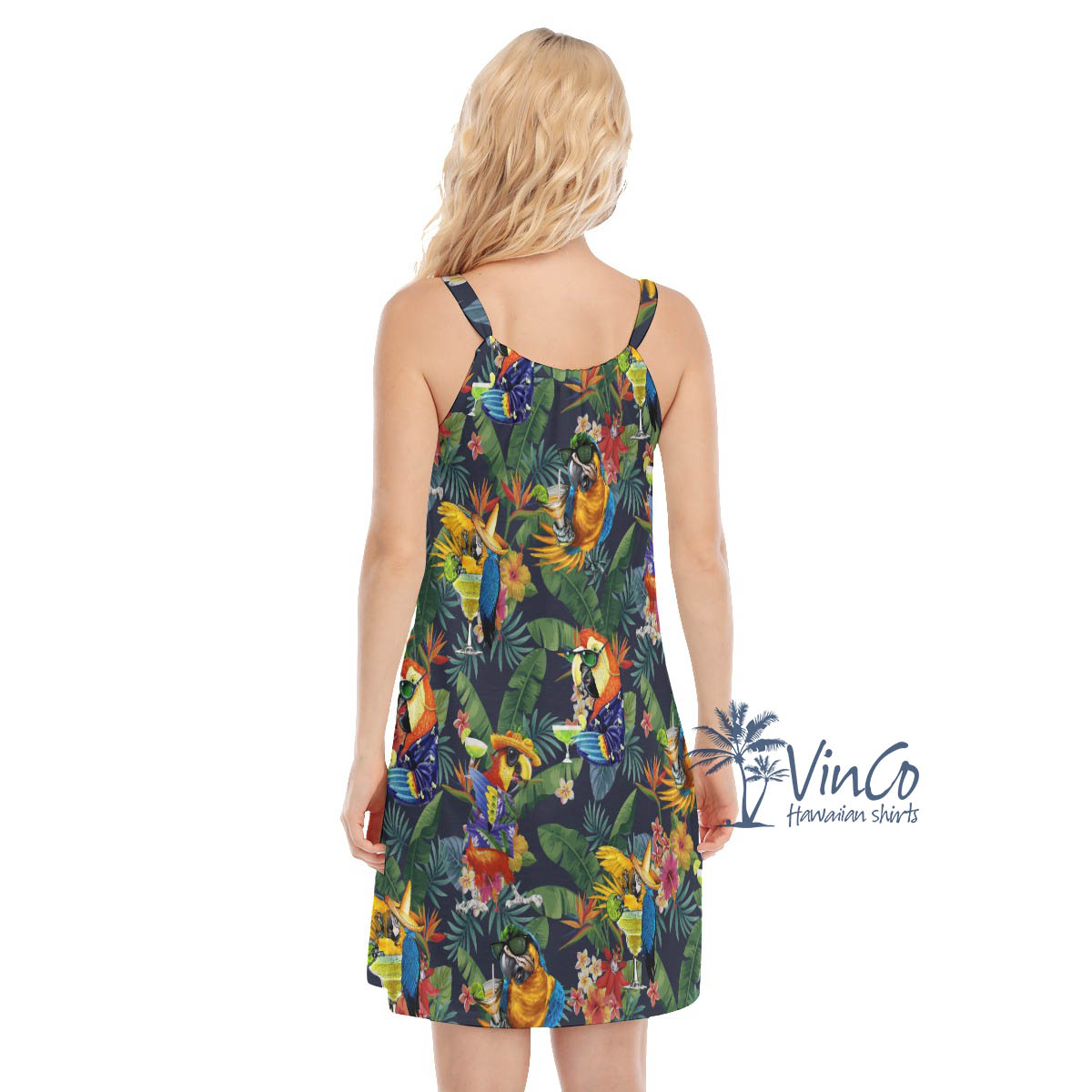 Funny Parrots Cocktail Tropical Summer Hawaiian Dresses