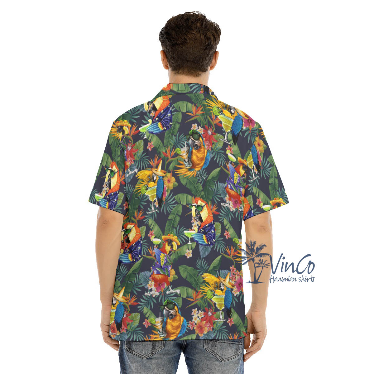 Funny Cocktails Parrot Tropical Hawaiian Shirt
