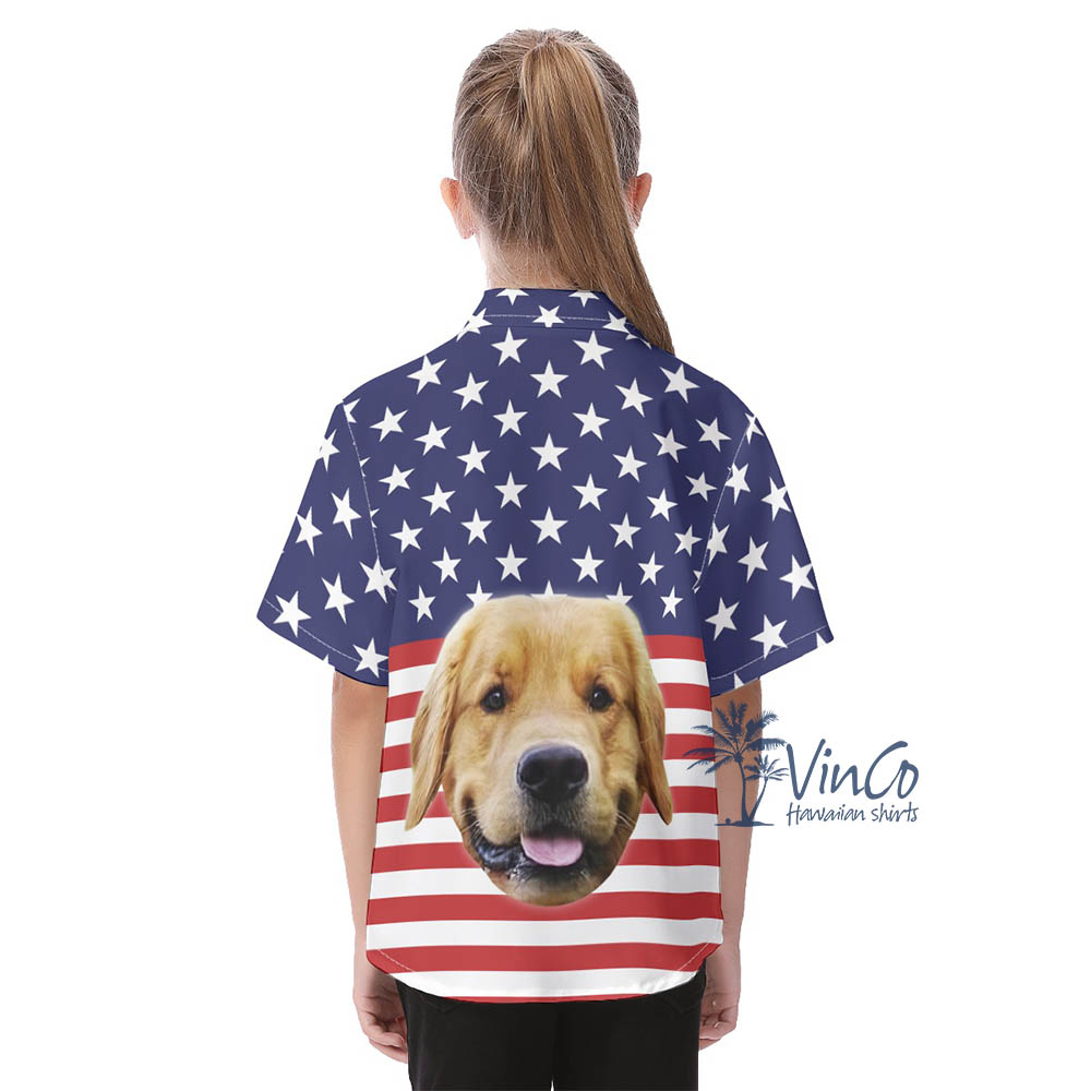 Kid's 4th Of July Custom Hawaiian Shirt With Dog Faces