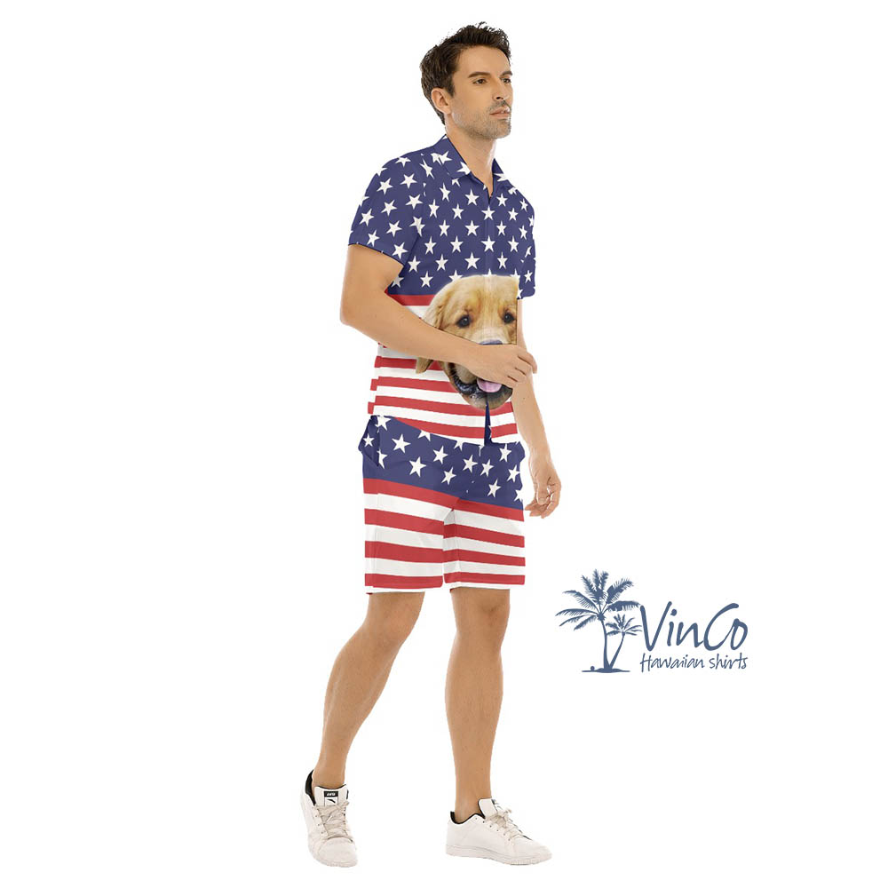 Custom Dog Face Hawaiian Shirts Set For Men