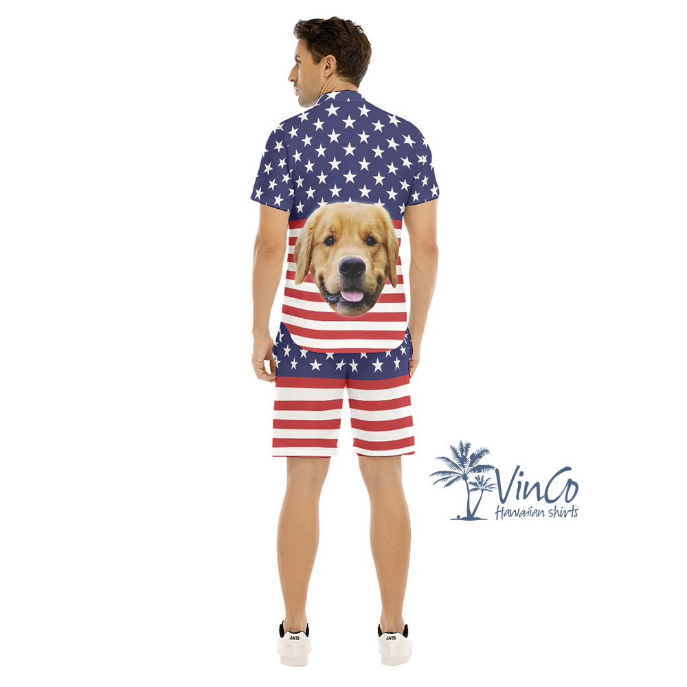 Custom Dog Face Hawaiian Shirts Set For Men