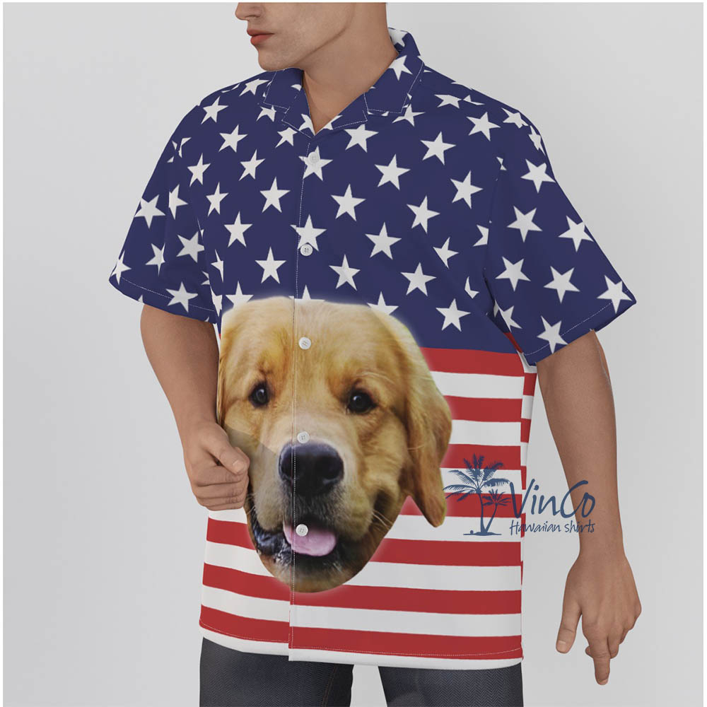 American Flag Custom Hawaiian Shirt With Dog Face