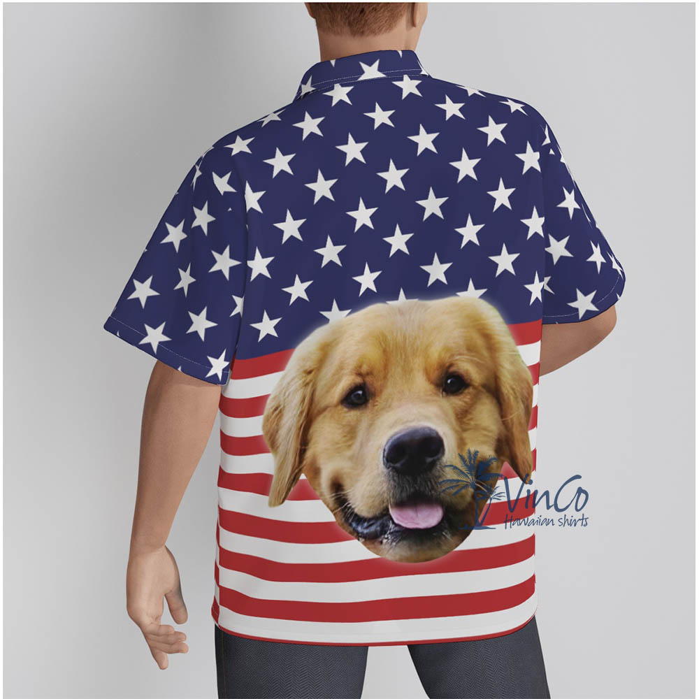 American Flag Custom Hawaiian Shirt With Dog Face