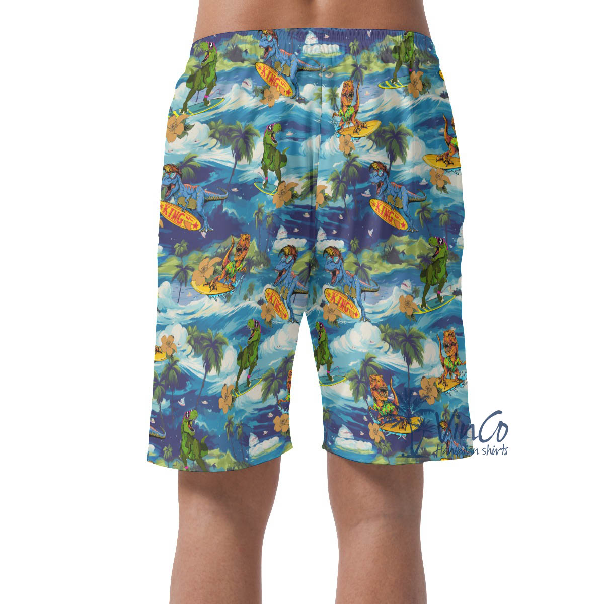 Tropical Surfing Dinosaur Hawaiian Summer Shorts For Men