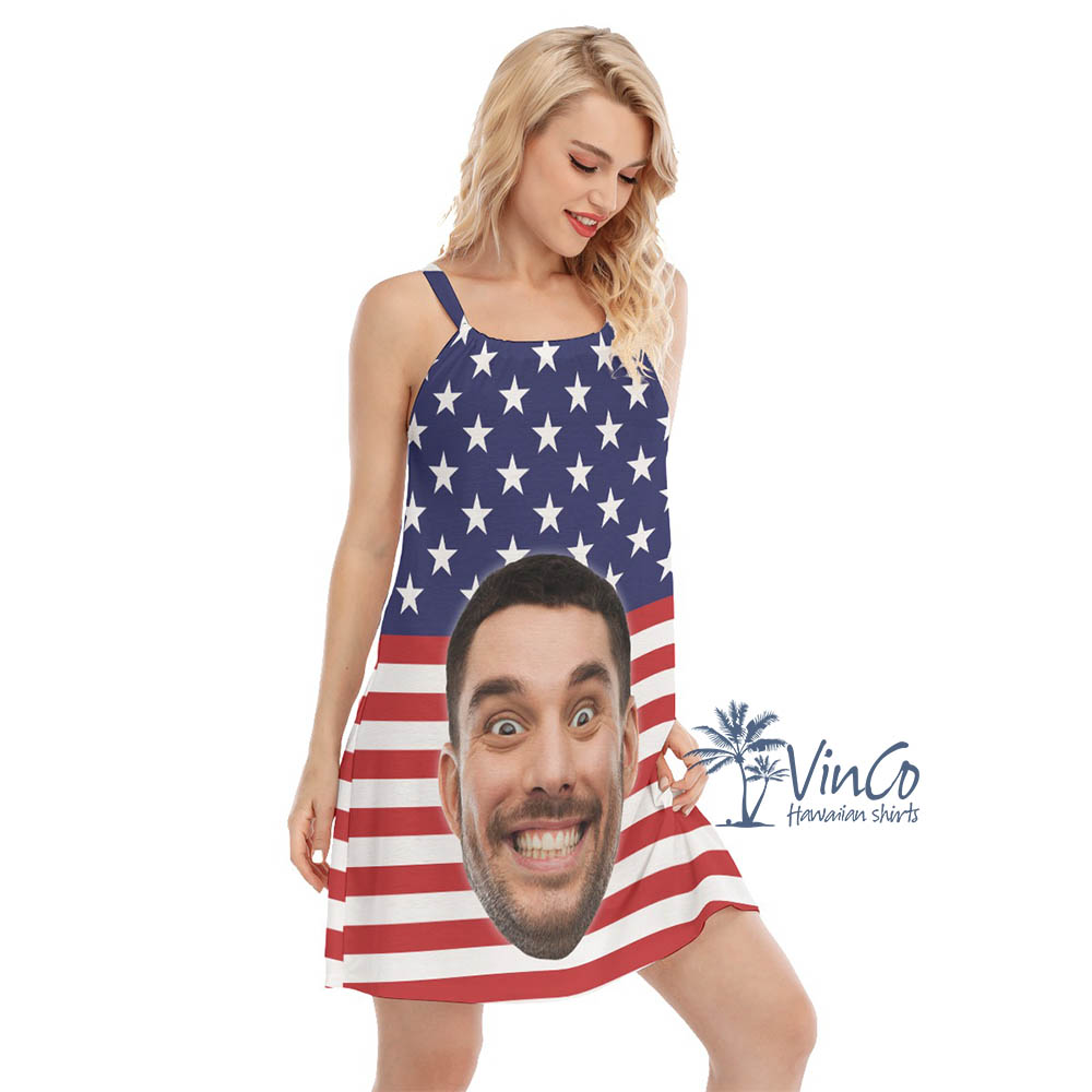 Funny Custom Face Patriotic Aloha Dress For Women