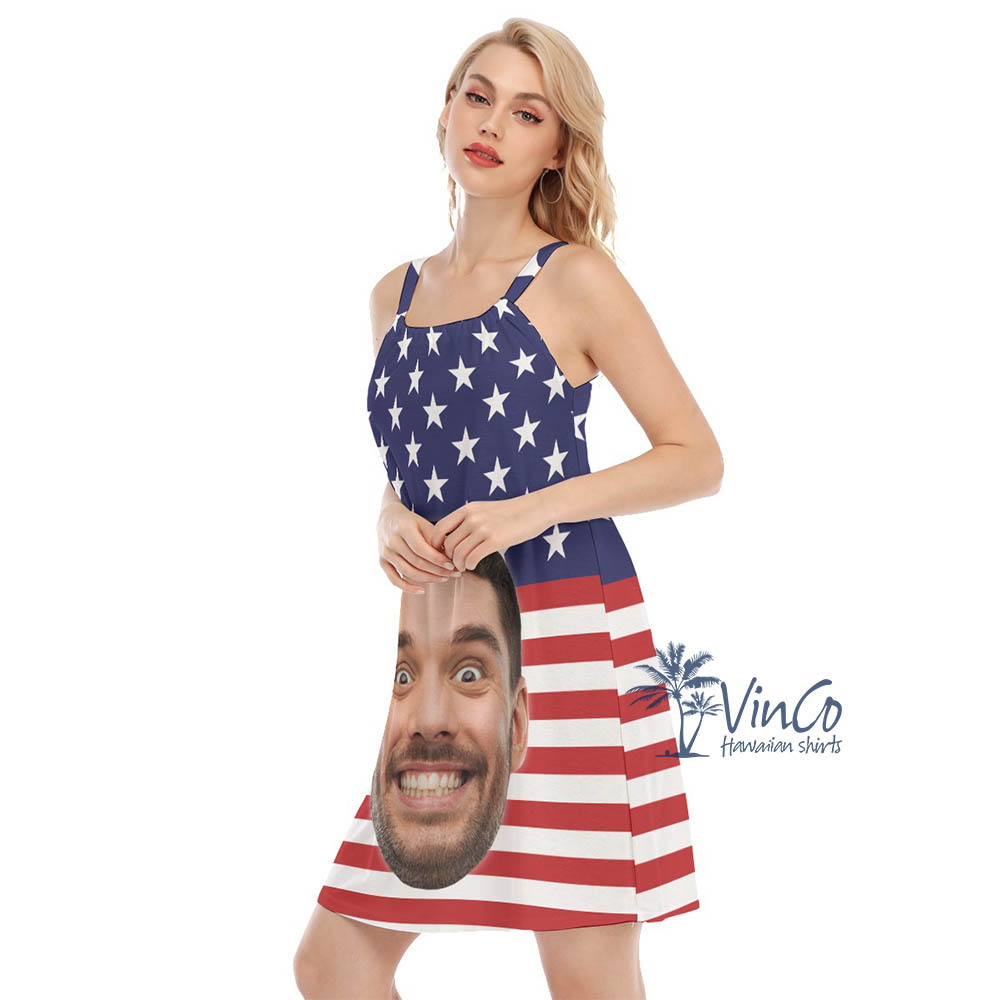 Funny Custom Face Patriotic Aloha Dress For Women