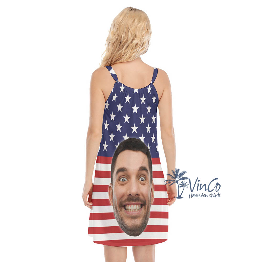 Funny Custom Face Patriotic Aloha Dress For Women